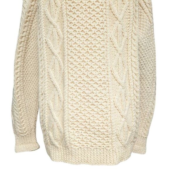 Fisherman Sweater Cardigan Off White Cream Heavy Cable Wood Buttons Unbranded - Picture 5 of 10